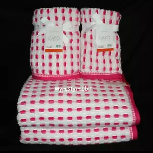 CARO PINK DOTS Bathroom Towel Set of 6 - 100% Cotton - New - Picture 1 of 8
