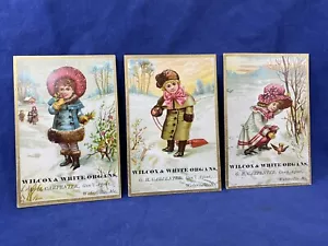 3 C1885 Victorian Trade Cards Wilcox & White Organs G.H. Carpenter Waterville ME - Picture 1 of 7