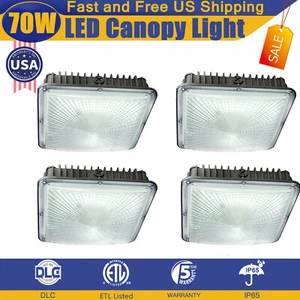 4 Pack 70W LED Canopy Light, Outdoor Commercial Light Fixture,8400Lumen,120-277V - Picture 1 of 12