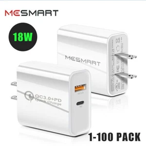 20W PD Type C Dual USB Wall Charger Plug Fast Charge QC 3.0 Power Adapter Lot - Picture 1 of 21