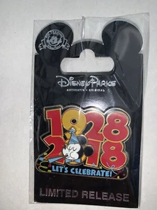 Pin comercial Disney Mickey lanzamiento limitado 1928-2018 - Imagen 1 de 1