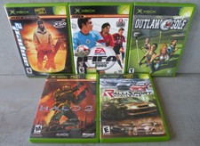 5 XBOX Video Games - Amped 2, FIFA Soccer 2005, Halo 2, Ralli Sport, Outlaw Golf
