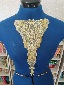 Gelb Pailletten Blume Braut Hochzeit Stickerei Patch Spitze Applikation Motiv Kostüm - Bild 1 von 1