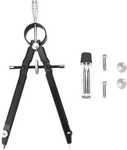 Precision Drawing Compass Set, Metal Geometry Compass, Extra Leads, Lock Wheel, - Picture 1 of 7