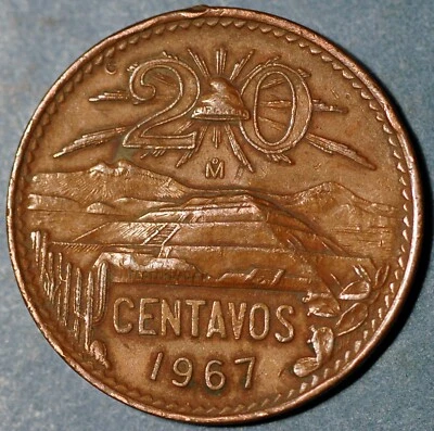 Mexico ESTADOS UNIDOS MEXICANOS 20 Centavos 1967 KM# 440 - Image 1 of 2