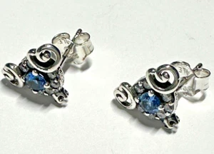 *BRAND NEW* Pandora Disney Cinderella Pumpkin Coach Blue Stud Earrings 299193C01 - Picture 1 of 6