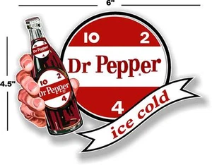 (DP-107) 6" DR PEPPER 10 2 4 ICE COLD BOTTLE IN HAND COOLER POP soda decal - Picture 1 of 1