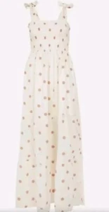 Monsoon Maxikleid Accessoire Bandeau Punkte elfenbeinfarben UK Small 8-10 neu mit Etikett - Bild 1 von 6