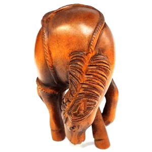 Y7581 - 2" handgeschnitzte Buchsbaum Netsuke Figur: Pferd - Bild 1 von 8