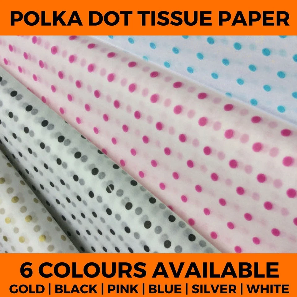 Printed Polka Dot Tissue Paper Spots Acid Free - Coloured Gift Wrapping Pattern - Image 1 of 1