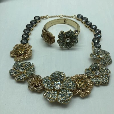 Conjunto de collar y pulsera de cristal Ann Taylor elegante pieza llamativa raro Foto 1 de 4