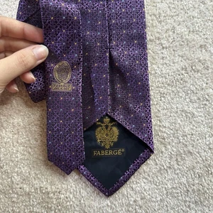 Faberge Purple Geometric Print Handmade in USA 100% Silk Neck Tie - Picture 1 of 4