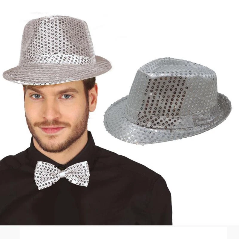 CAPPELLO GANGSTER PAILLETTES ARGENTO - Immagine 1 di 1