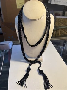 Vintage Art Deco Glas Saatperlen Flapper Sautior Halskette Quasten offenes Ende 55 Zoll L - Bild 1 von 5