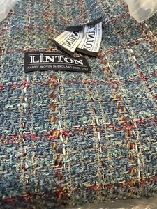 Linton tweed wool fabric aqua blue 3 yards - Picture 1 of 5