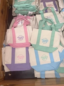 Trader Joe's Pastel Mini Canvas Tote Bags 2025 LIMITED EDITION NWT LOT OF 4 - Picture 1 of 5