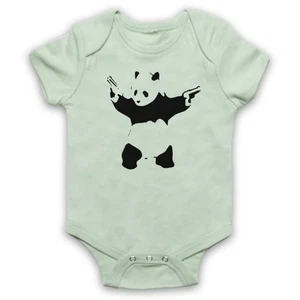 Banksy Panda Guns Graffiti Street Art Artist Baby Grow Babygrow Gift - Picture 1 of 10