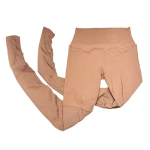 Alo Yoga Goddess Leggings Ribbed Knit Ruched Leg Stretch Rose Quartz Size XS - Picture 1 of 9