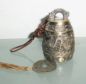 FIGURA CAMPANA LATÓN ART DECO VINTAGE HERMOSO DISEÑO DRAGÓN BUDISTA - Imagen 1 de 5