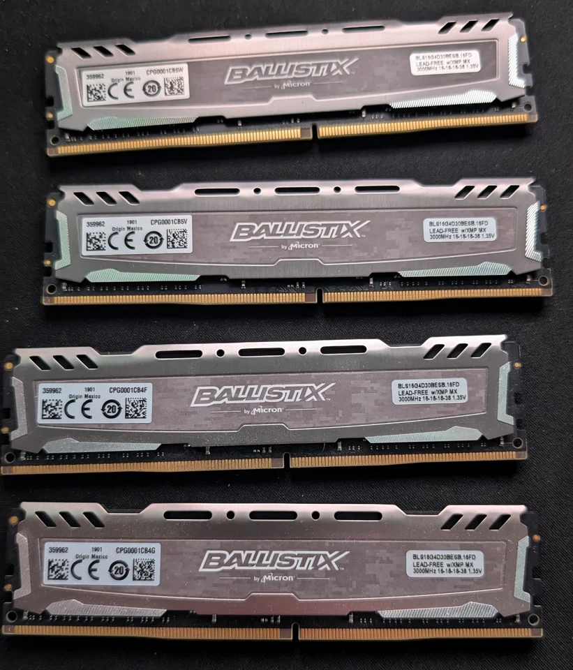 Crucial Ballistix DDR4 3000MHz 4 * 16GB 64GB RAM - Image 1 of 1