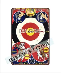 uomo grotta negozio decorazione 1939 The Lone Ranger bersaglio gioco da tavolo giocattolo retrò insegna latta - Foto 1 di 2