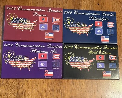 2002 50 States Commemorative Quarters: Platinum, Gold, D & P Edition 4 Coin Sets - Image 1 of 4