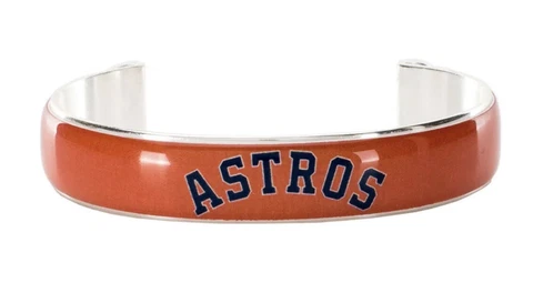 NIB Rustic Cuff Houston Astros MLB Baseball Art Deco 0.5" Cuff Bracelet - Gold Cover