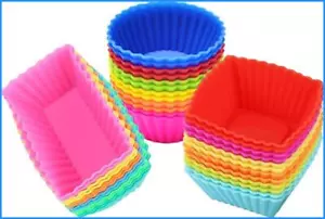 36 Pack Silicone Cupcake Muffin Baking Cups Liners Reusable Non-Stick Cake Molds - Picture 1 of 11
