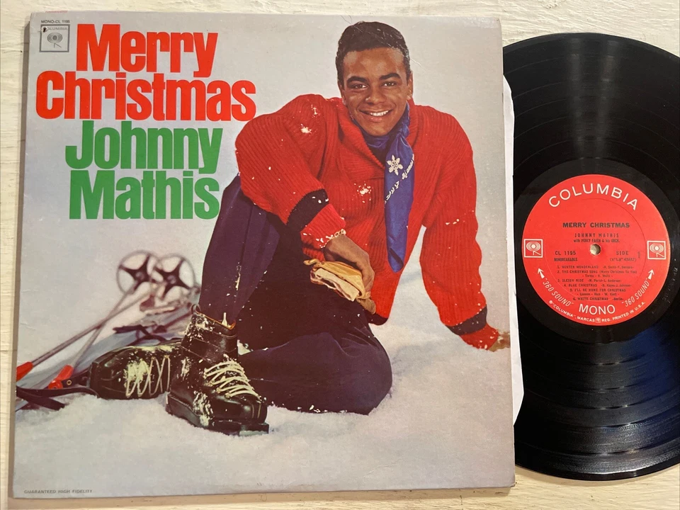 Johnny Mathis Merry Christmas LP Columbia 60s 2 Eye Mono PROMO Copy Holiday VG!! - Image 1 of 4