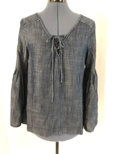 Anthropologie Sanctuary Chambray Schnürung Glockenärmel Bauern Boho Top XS - Bild 1 von 6