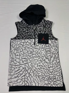Jordan Sleeveless Hooded Jacket/Vest Youth Boy 12-13 Years Black White VGC - Picture 1 of 11
