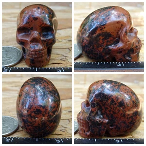 1.43" Small Mahogany Obsidian Skull Stone Skull Hand Carved 35.3g 1.2oz Crystal - Picture 1 of 12