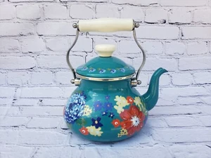 Pioneer Woman ~ Dazzling Dahlia ~ 2 Quart Tea Kettle ~ Enamel on Steel ~ Floral - Picture 1 of 6