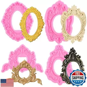 Mujiang Picture Frames Silicone Molds Photo Frame Fondant Mold Baroque Vintag - Picture 1 of 5