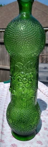 Vintage Very Rear Green Glass Grape Cherry Orange Fruit design Bottle 15” - Picture 1 of 5