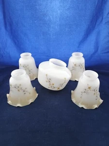 Casablanca Ceiling Fan Victorian Shades ONLY Set of 5 (round center + 4) VINTAGE - Picture 1 of 13