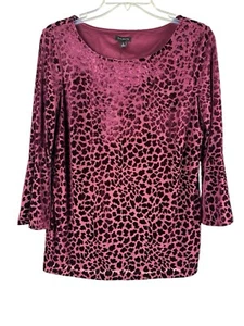 Top Talbots Terciopelo Estampado Animal Talla M Nuevo con Etiquetas Rojo Oscuro Romántico Campana Manga Hada - Imagen 1 de 8