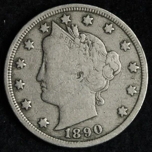 1890 Liberty V Nickel VF E214 DICQ - Picture 1 of 2