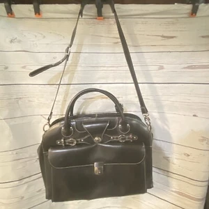 VTg McKlein Black Faux Leather Briefcase Laptop Crossbody Shoulder Bag Unisex - Picture 1 of 17