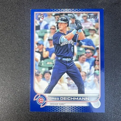 GREG DEICHMANN SP RC 2022 Topps Series 2 BLUE PARALLEL Rookie Card #395 CHI CUBS - Image 1 of 2