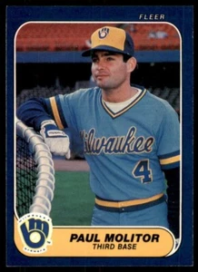 1986 Fleer #495 Paul Molitor - Milwaukee Brewers - Picture 1 of 1