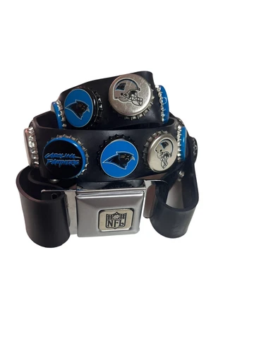 Little Earth Carolina Panthers Bottle Cap Belt Seatbelt Size Large Bottle Opener Cover