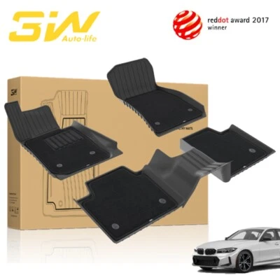 3W Floor Mats & Carpets For 2019-2025 BMW 3 Series 330i 330e Sedan G20 Liners - Image 1 of 4