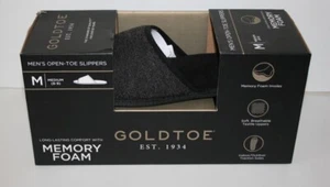 Gold Toe Herren Hausschuhe Memory Foam Open-Toe schwarz Größe Medium (8-9) - Bild 1 von 3