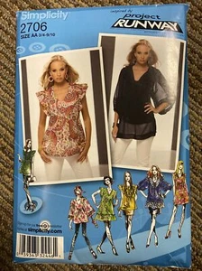 Simplicty Pattern 2706 Juniors' Mini Dress or Tunic Project Runway Size 3/4-9/10 - Picture 1 of 3