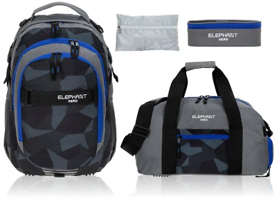 4 T Set Rucksack Jungen Schulrucksack Elephant Signature 12770 Cyber Camo Blau r - Bild 1 von 4