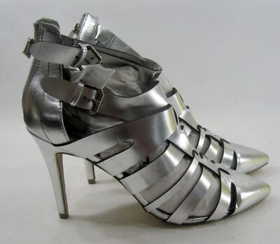 Breckell Plata 4.5" Stiletto Tacón Alto Punta Punta Punta Punta Tobillo Zapato Mujer Talla 10 Foto 1 de 4
