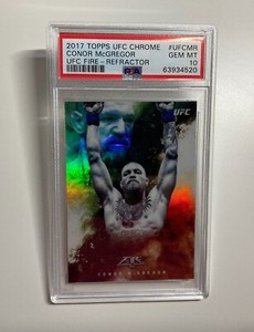 Conor McGregor 2017 Topps Chrome UFC Fire Color Blast Refractor Card /99 PSA 10