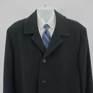 London Fog Signature Wool Blend Overcoat Black 48R 4 Button - Picture 1 of 11
