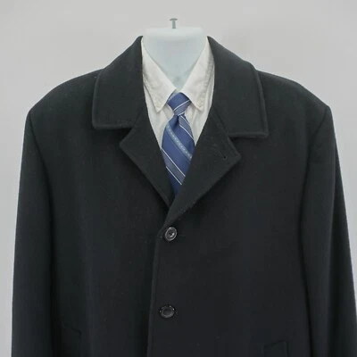 London Fog Signature Wool Blend Overcoat Black 48R 4 Button - Image 1 of 4